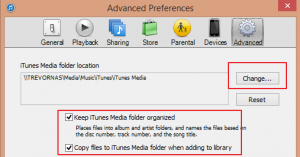 iTunes Advanced Settings