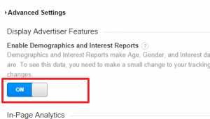 Demographics and interests in Google Analytics