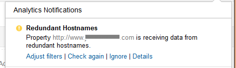 Redundant Hostnames Notification Google Analytics