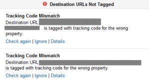 Tracking Code Mismatch Google Analytics Alert