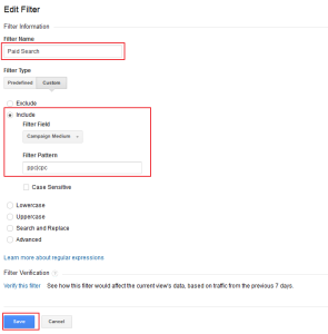 Paid Search Google Analytics Filter